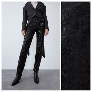 NWT. Zara Black Coated Denim Jeans. Size 2.